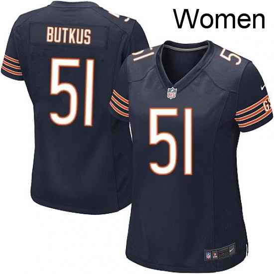 Womens Nike Chicago Bears 51 Dick Butkus Game Navy Blue Team Color NFL Jersey